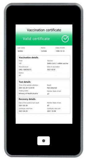 Green pass-skanner – digital QR-kodläsare för EU-covid-certifikat