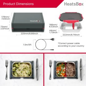 Elektrisk oppvarming matboks - bærbar oppvarmet matboks (mobilapp) - HeatsBox PRO