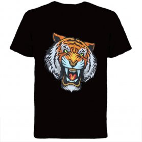 LED-T-Shirt - Tiger (Kopf) leuchtendes + blinkendes T-Shirt