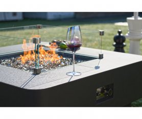 Zahradní konferenční stolek na terasu + plynové ohniště 2v1 - Tmavě šedý