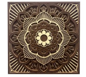 Houten mandala wanddecoratie - wanddecoratie mandala van hout 3D - Tibet