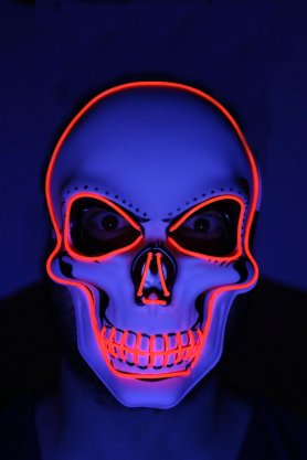 LED trepćuća maska za lice SKULL - crvena