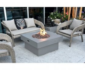 Luxus kandalló a teraszon - kültéri hordozható gáztűzhely + asztal (öntött beton)