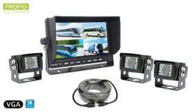 VGA parkeringsset - 7 "LCD-skärm + 3x vattentät kamera med 150 ° vinkel