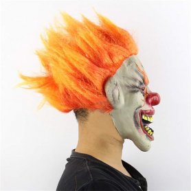 FIRE EVIL CLOWN - horror face mask - for children and adults for Halloween or carnival