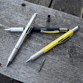 Мултифункционална химикалка 6 в 1 - химикал, нивелир, отвертки, линийка, гумен стилус за сензорни екрани
