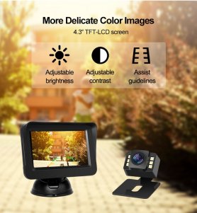 Auto kamera za vožnju unazad - 4,3 "monitor + stražnja kamera sa 6 LED (IP68)
