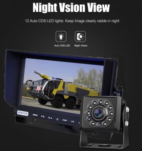 Backup camera set with SD card recording - 3x AHD camera with 11 IR LEDs + 1x Hybrid 7" AHD monitor
