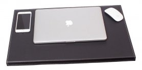 Schreibtischschreibmatte schwarzes Leder 60x40 cm für Schreibtisch / PC - Handgefertigt