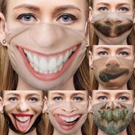 Lustiges Gesichtsmasken-3D-Design - ALTER HERR lächelt mit Zigarre