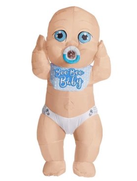 Aufblasbares Kostüm - Kindermaskottchen (Neugeborenes) Baby Boy mit Fächer