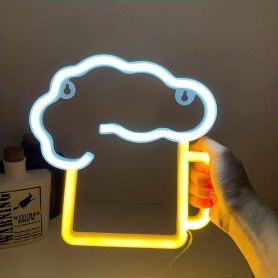 Glass of Beer - LED neon wall sign as commercial advertising