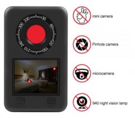 Detector de cámara oculta: buscador Profi Spy con LED IR de 940 nm y pantalla LCD de 2,2 "