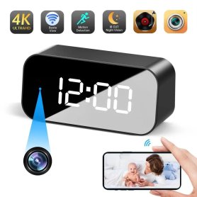 Alarm clock camera 4K - digital clock spy cam with WIFI (iOS / Android) + night vision