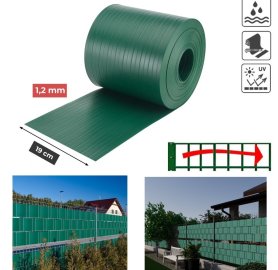 PVC traka za zaštitu privatnosti letvica za 3D mrežaste ograde panele visine 19 cm - zelene boje