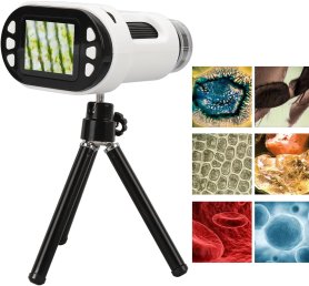 Télescope et microscope 2 en 1 pour enfants - zoom 5 à 200x - enregistrement sur carte micro SD