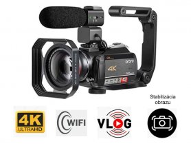 Κάμερα 4K Ordro AC5 με οπτικό ζουμ 12x, WiFi + φακός μακροεντολής + Φως LED + θήκη (ΠΛΗΡΕΣ ΣΕΤ)