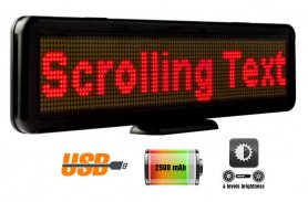 Promotivni LED zaslon s pomicanjem teksta 30 cm x 11 cm - crveno