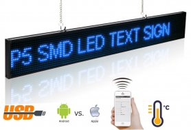 LED-skärm med löptext WiFi 66 cm x 9,6 cm - blå