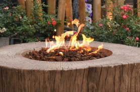 Ognjište + Luksuzni stol s plinskim kaminom od betona (imitacija drva)