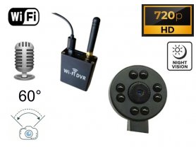 Pinhole-kamera med mörkerseende + 8 IR-lysdioder med HD + ljud - Wifi DVR-modul för liveövervakning