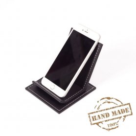 Pokretni stalak - luksuzni kožni stalak za pametni telefon crne boje