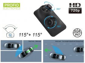 Dual rotating mini HD reversing rearview camera with IP68 protection + 115° angle
