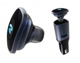 Autós töltő Bluetooth headset + USB port + 3,5 mm audio kimenet