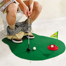 Игра в гольф в туалете - мини-гольф, туалетная клюшка