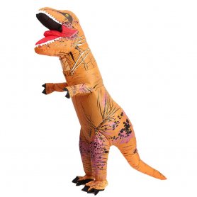 Dinosauriekostym uppblåsningsdräkt uppblåsbar XXL - T rex halloweendräkt (dino-outfit)  upp till 2,2 m + fläkt