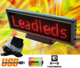 Interactive LED display with text sliding 22x7,6 cm - red