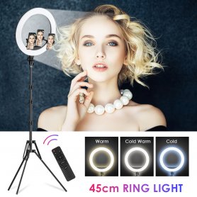 Lumină circulară cu suport (trepied) de la 72 cm până la 190 cm - lampă circulară cu LED selfie cu diametrul de 45 cm