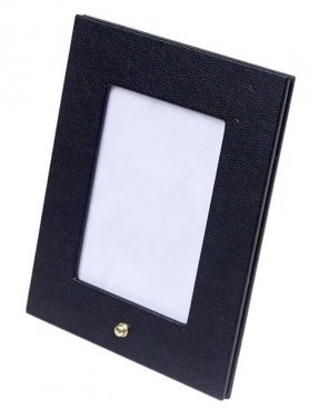 Bilderrahmenständer - Luxusleder Fotohalter schwarz 21,5x17,5 cm