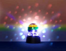 Disco guľa - detská zrkadlová discogula farebná svietiaca pre deti mini rotačná 3x LED