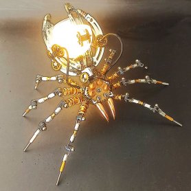 3D pussel SPIDER - metall pussel modell tillverkad av rostfritt stål + LED-lampa