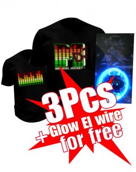 Buy 3 Led t-shirts and get 1 Glow El Wire for free