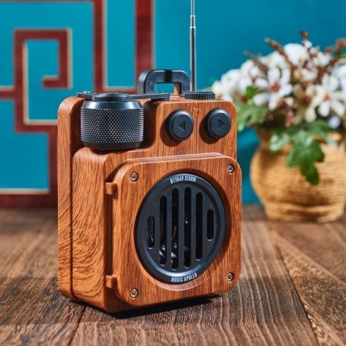 Máy thu radio cổ điển cũ - bằng gỗ cổ điển có Bluetooth + đài FM/AM l/AUX/đĩa USB/Micro SD