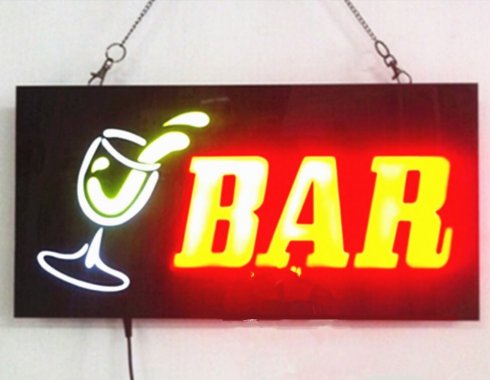 LED light advertising sign board BAR - 43 cm x 23 cm
