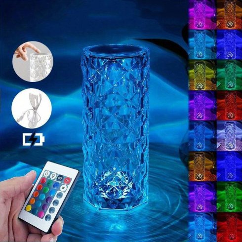 LED table lamp - crystal touch lamp cup (vase) + remote controller - 16 colors (21cm height)