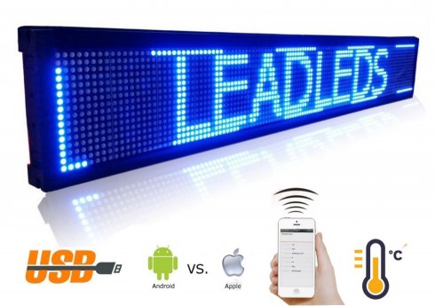 LED-displaybord blauw met wifi - iOS / Android - 101 cm breed