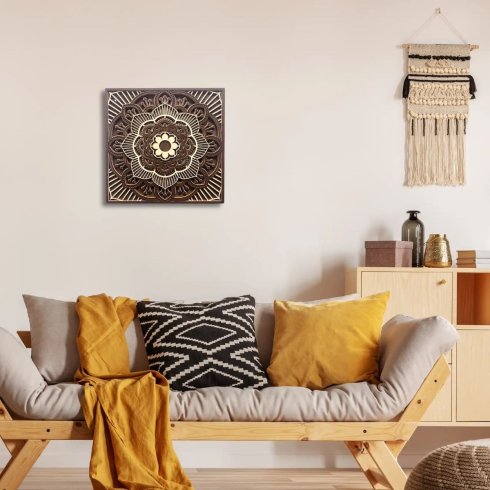 Wooden mandala wall art - wall hanging mandala decor made of wood 3D - Tibet