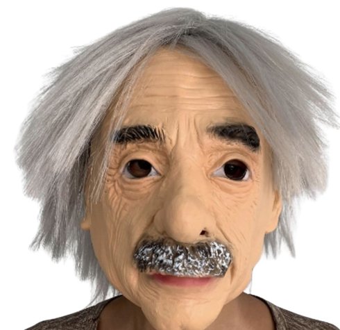 Einstein ansigts- og hovedmaske - til børn og voksne til Halloween eller karneval