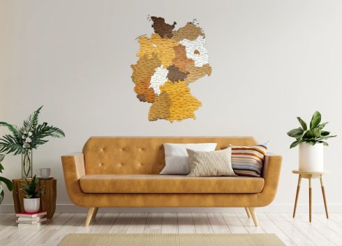 Map of Germany with cities - Wooden 3D/2D German Maps from wood on the wall