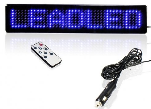 Ekran LED i makinës blu me telekomandë 23 x 5 x 1 cm, 12V