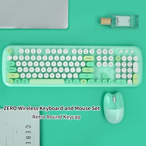 Set mouse și tastatură wireless Wifi - Design elegant Culoare verde