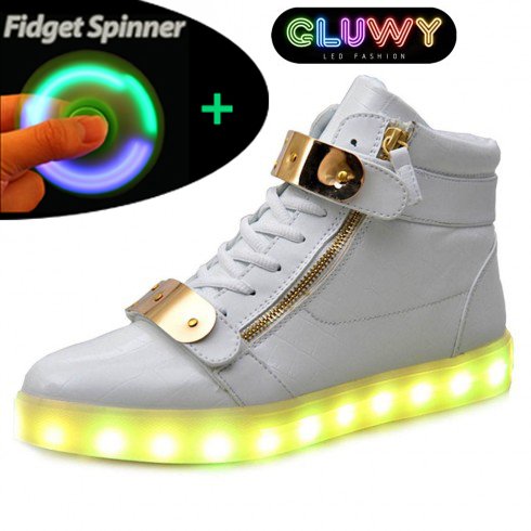 rechter Incarijk smal Flashing LED Shoes - White and gold | Cool Mania
