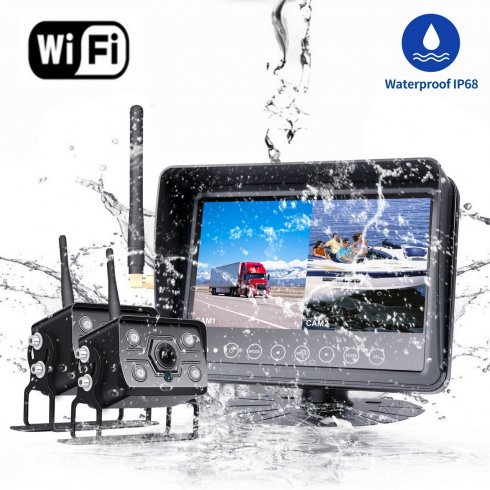 Caméra étanche SET avec AHD pour bateau/yacht/bateau/machine/voiture -  Moniteur LCD 7 + 2x caméras WiFi