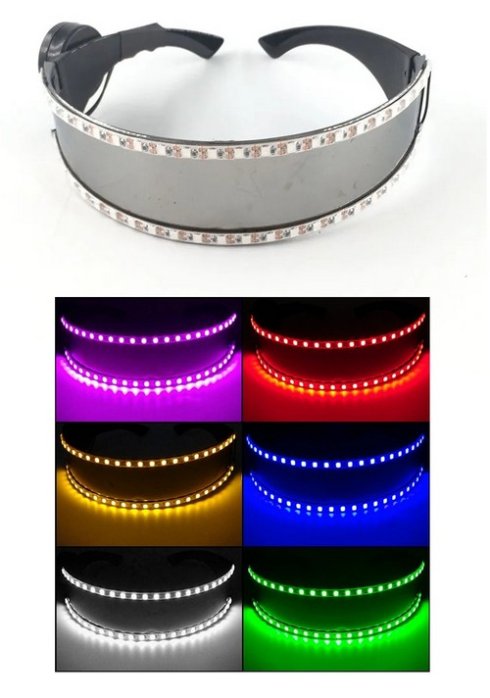 Lunettes cybernétiques de fête à LED avec 22 LED + télécommande + boutons