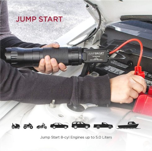 LED Flashlight + emergency car jump starter + Battery 8000 / 15000 mAh