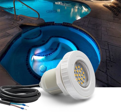 Poolleuchten - LED weiß 3000K Schwimmbadbeleuchtung wasserdichte Lampe IP68 + 3W - 103mm